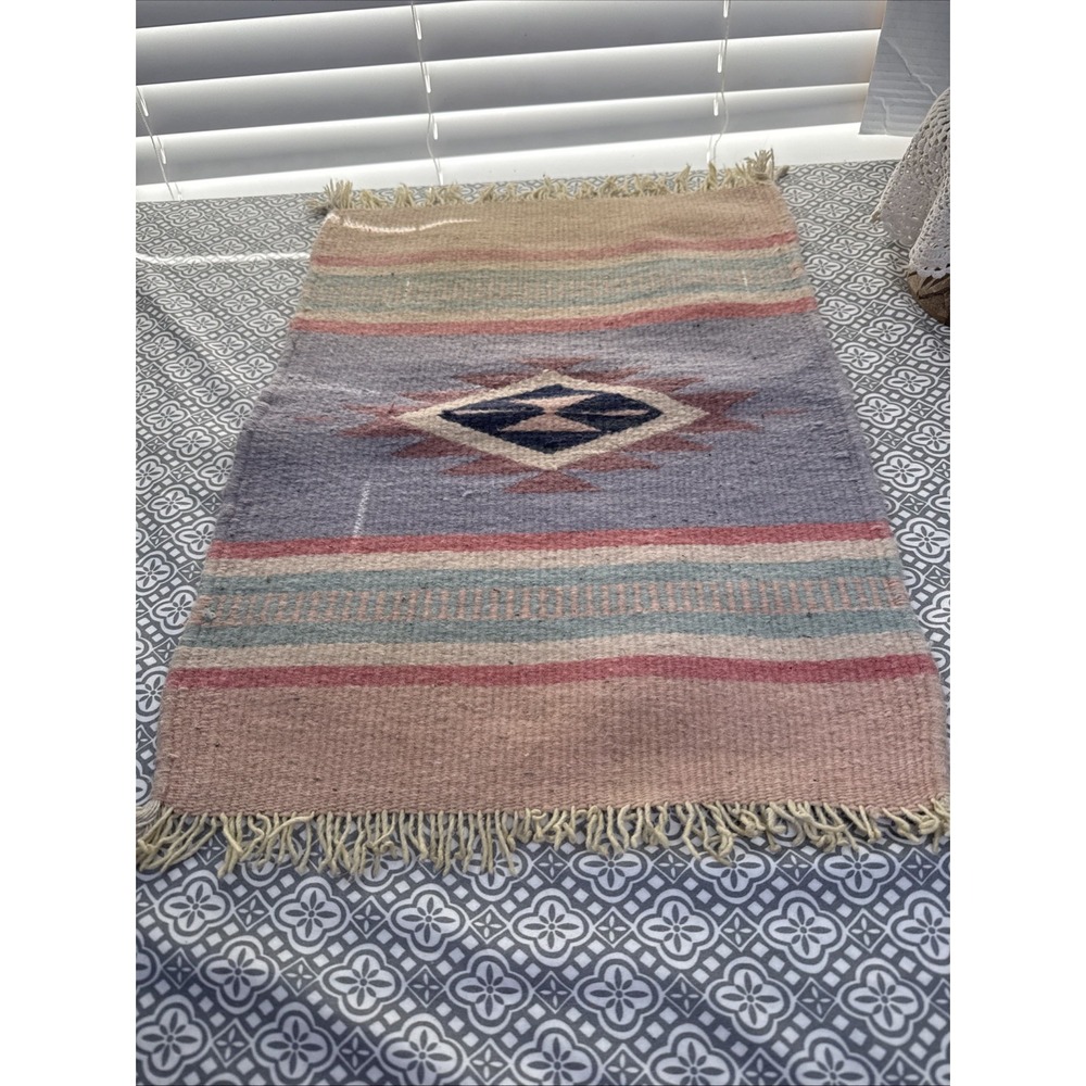 Navajo Southwestern Wool Prayer Sitting Mat / Wall Hanging 21.5"X15.5" See Discp
